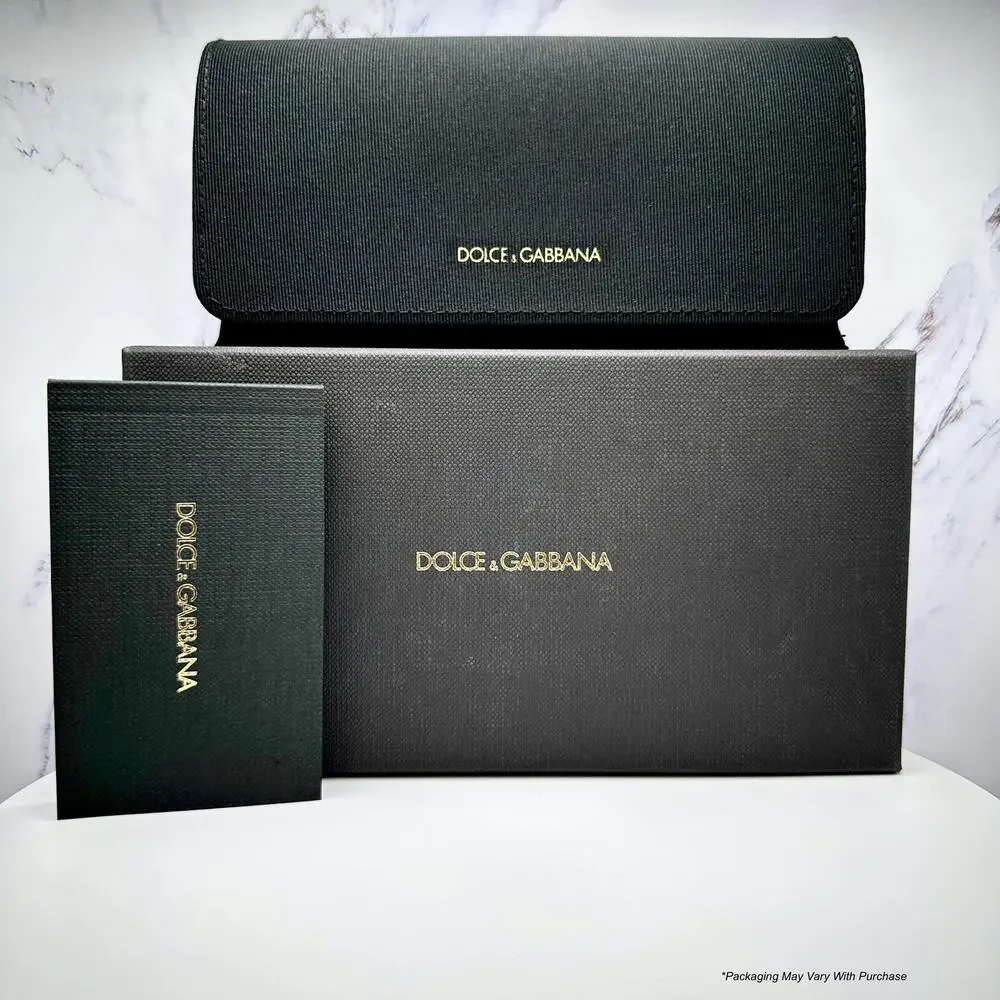 New Dolce & Gabbana Sunglasses Black Oval Cat Eye Gold Metal Logo 54-18